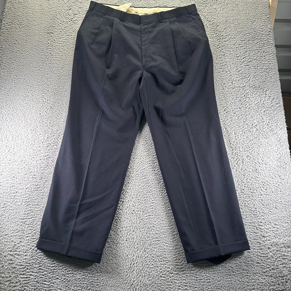 Tailors Row By Deansgate Pant Men 40x31 Blue Wool Dress Straight Business Formal
